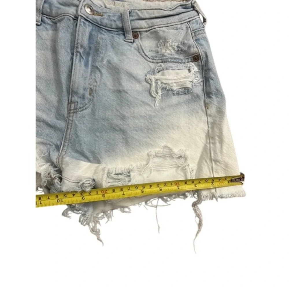 American Eagle Denim Shorts Womens 4 Light Blue Ombre Excellent Distressed High‎